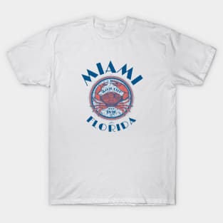 Miami, Florida, with Stone Crab on Wind Rose T-Shirt